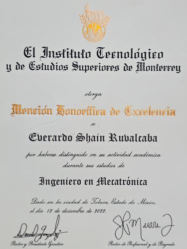 Bachelor's Highest Honorable Mention
